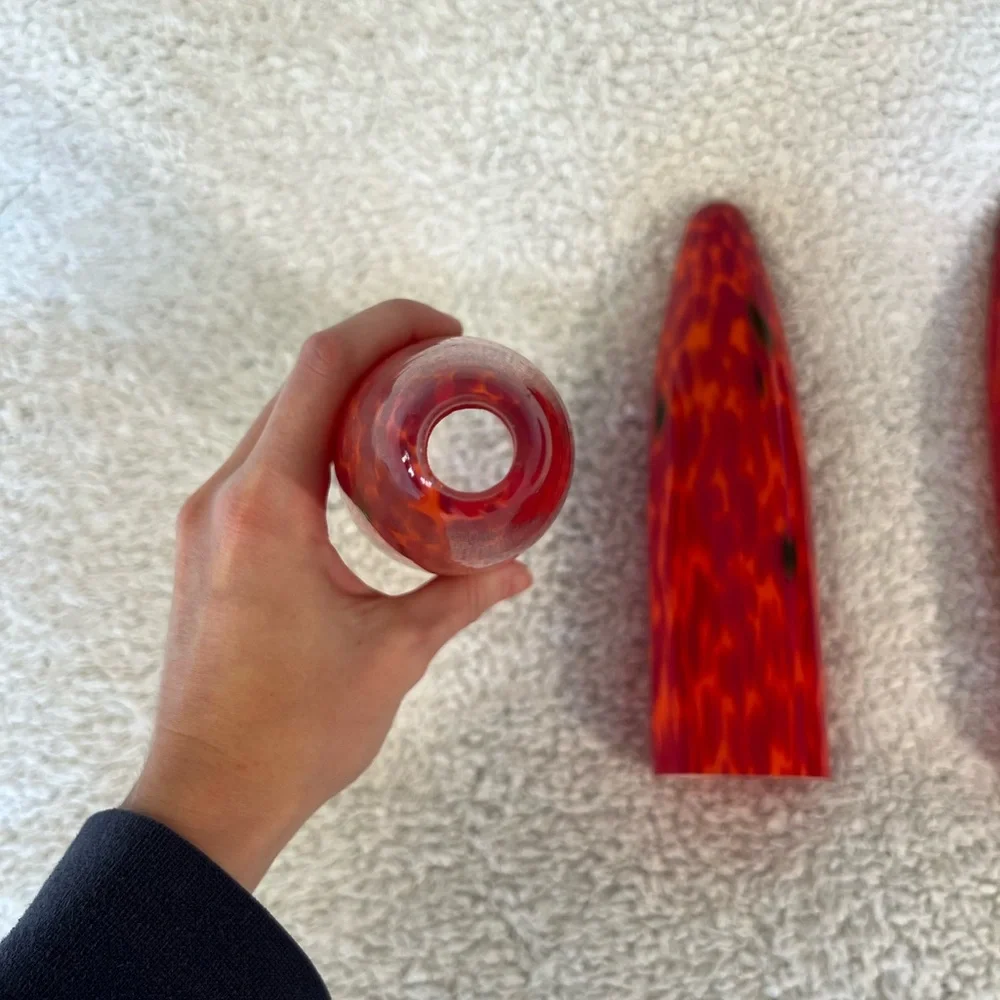 Glass Pendant Light Shades (3 piece) - Red & Orange Speckles - 10 in.